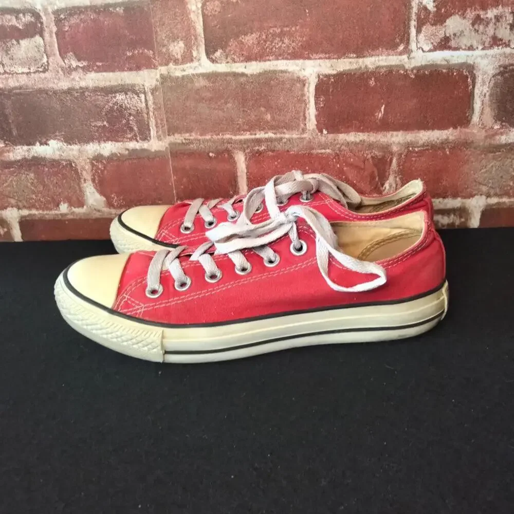 Converse Red Low Top Canvas Sneakers - Picture 4 of 9